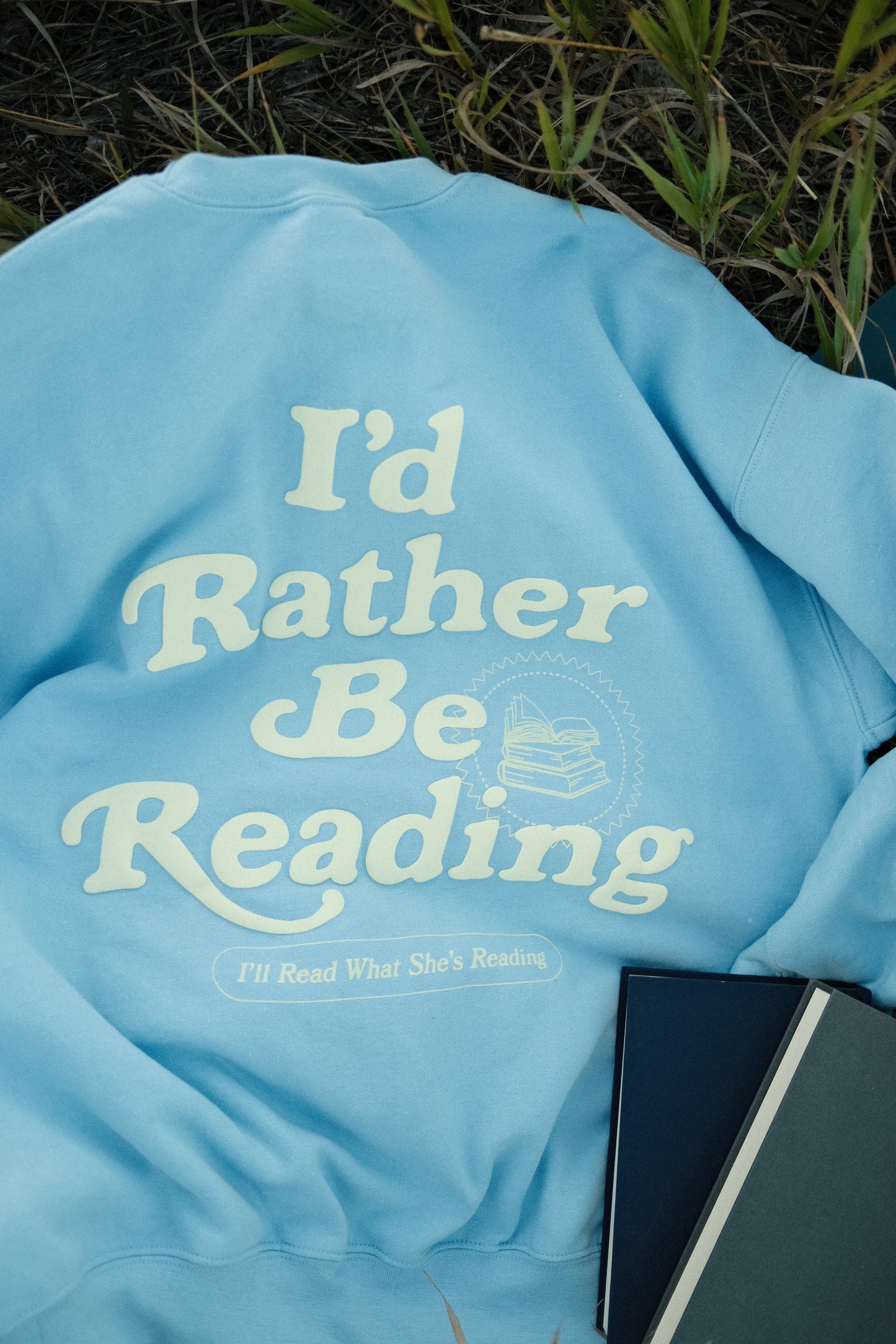 Rather Be Reading Crew Blue